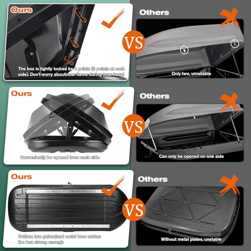 Heavy Duty Hard Shell Rooftop Cargo Box, Waterproof, 62"L x 31"W x 15"H, Diamond Black Y830591