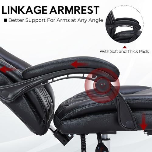 Reclining Executive Office Chair with Foot Rest for Heavy People, Khaki L77641