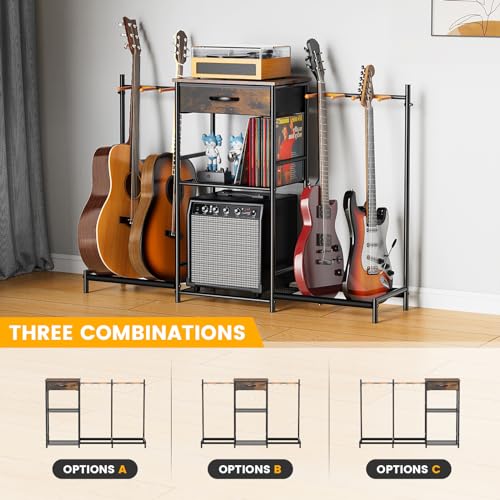 3-Tier Guitar Stand with 4 Holders and Amp Stand N407