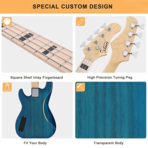 GLARRY GP Series Full Size Electric Bass Guitar 4 String Beginner Kit White V3757