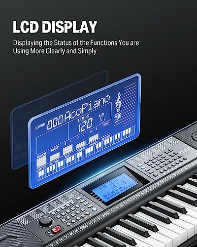 Donner 61 Key Keyboard Piano with Stand, Stool & Microphone, Black (DEK-610S) G165