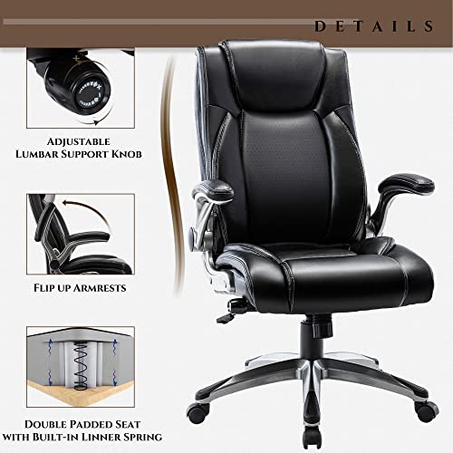 COLAMY Executive Ergonomic Office Chair with Bonded Leather and Flip-up Armrests A775113