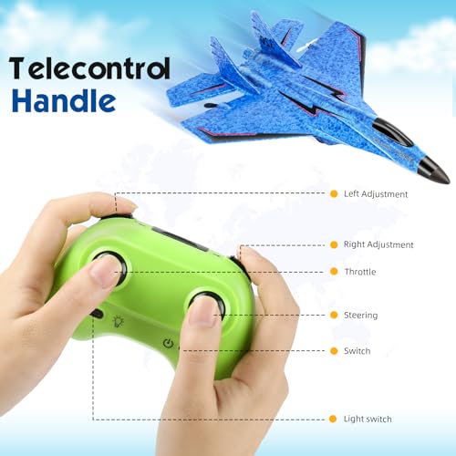 RC Plane Remote Control Airplane Toy 2.4GHz with Lights for Adults Kids I576
