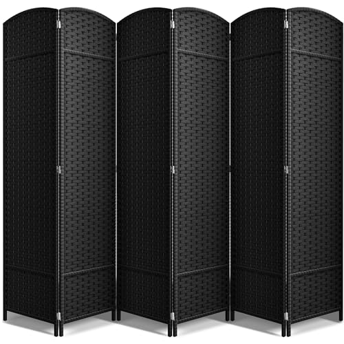 Sorbus 8-Panel Black Room Divider, 6 ft Tall Folding Privacy Screen T242