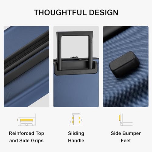 LEVEL8 Hard Shell Carry-On Luggage with TSA Lock, 20 Inch, Black V41961