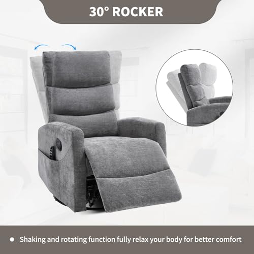 Massage Chair Recliner with Heat, Swivel Rocking, High Back Fabric Black V2333