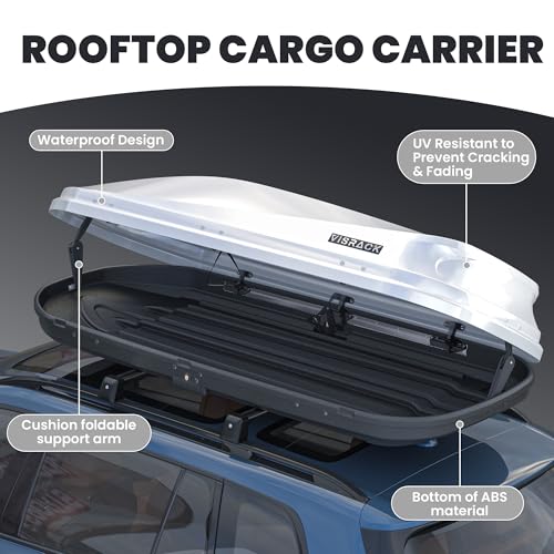 White Rooftop Cargo Box Carrier 21 Cubic Feet Dual Side Opening Waterproof Y6692
