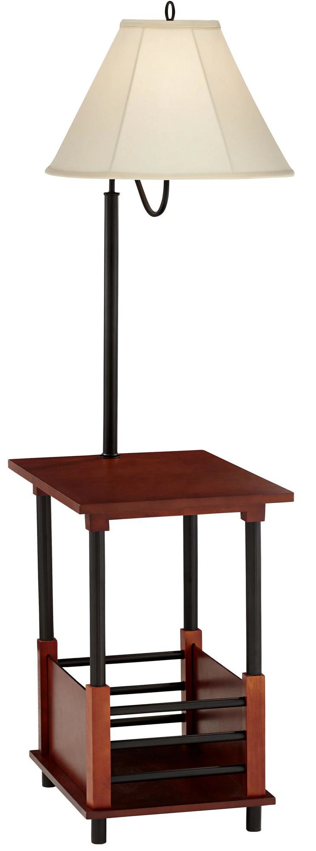 Regency Hill Marville Mission Rustic Farmhouse Floor Lamp with End Table, 55" Tall N1715