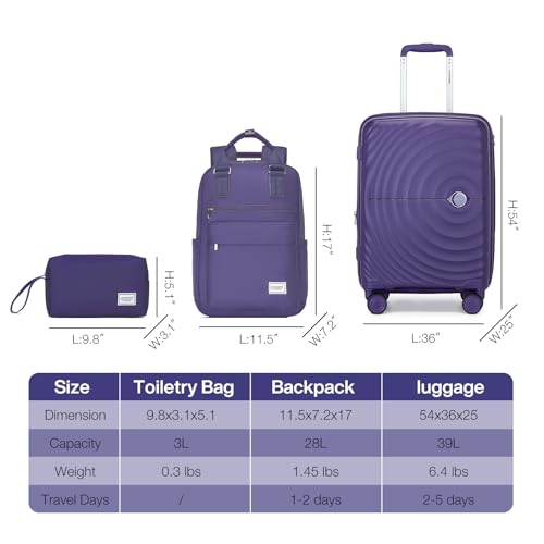 LARVENDER Luggage Sets 3 Piece, 20in Carry On PP Hardshell Suitcase with Spinner Wheels Q3160