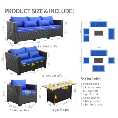 Rattaner Patio Furniture Set 5 Pieces Outdoor Couch with Coffee Table P526524