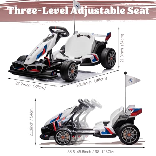 BMW Licensed 36V Electric Drift Go Kart for Kids, 7.5 MPH, Black W284