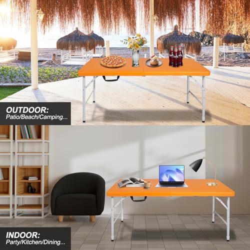 Portable Plastic Folding Table 4ft Heavy Duty Indoor Outdoor Y145657