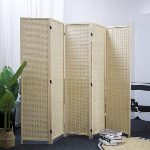 Bamboo Room Divider 6 Panel Folding Screen 67"H x 92.1"W X2437