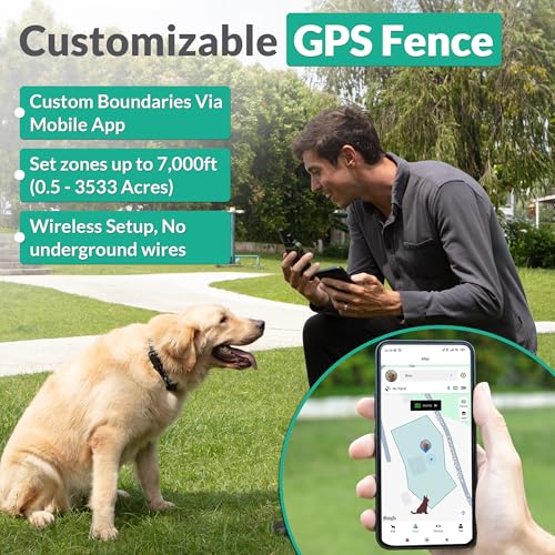 Wireless GPS Dog Fence System Collar with Remote and App Control, 4 Training Modes P961905
