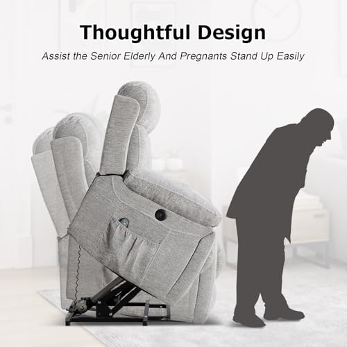 Phoenix Home Large Power Lift Recliner Chair with Massage and Heat, Dark Gray K310