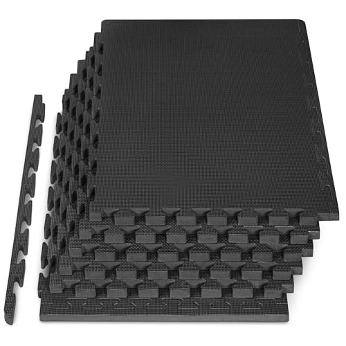 ProsourceFit Extra Thick Puzzle Exercise Mat, EVA Foam Interlocking Tiles, Black, 3/4 inch, 24 Tiles Y76691