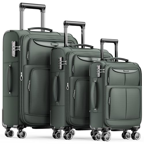 SHOWKOO Luggage Sets 3 Piece Softside Expandable Suitcase with Spinner Wheels TSA Lock K987