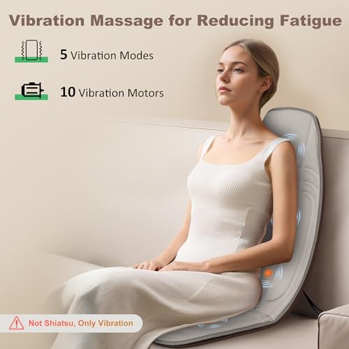 Vibration Back Massager with Heat for Chair, Beige D49776
