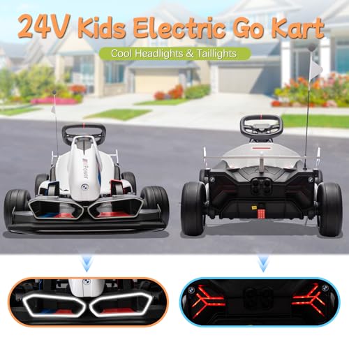 Licensed BMW 36V Electric Drift Go Kart for Kids, 7.5 MPH, White M530400