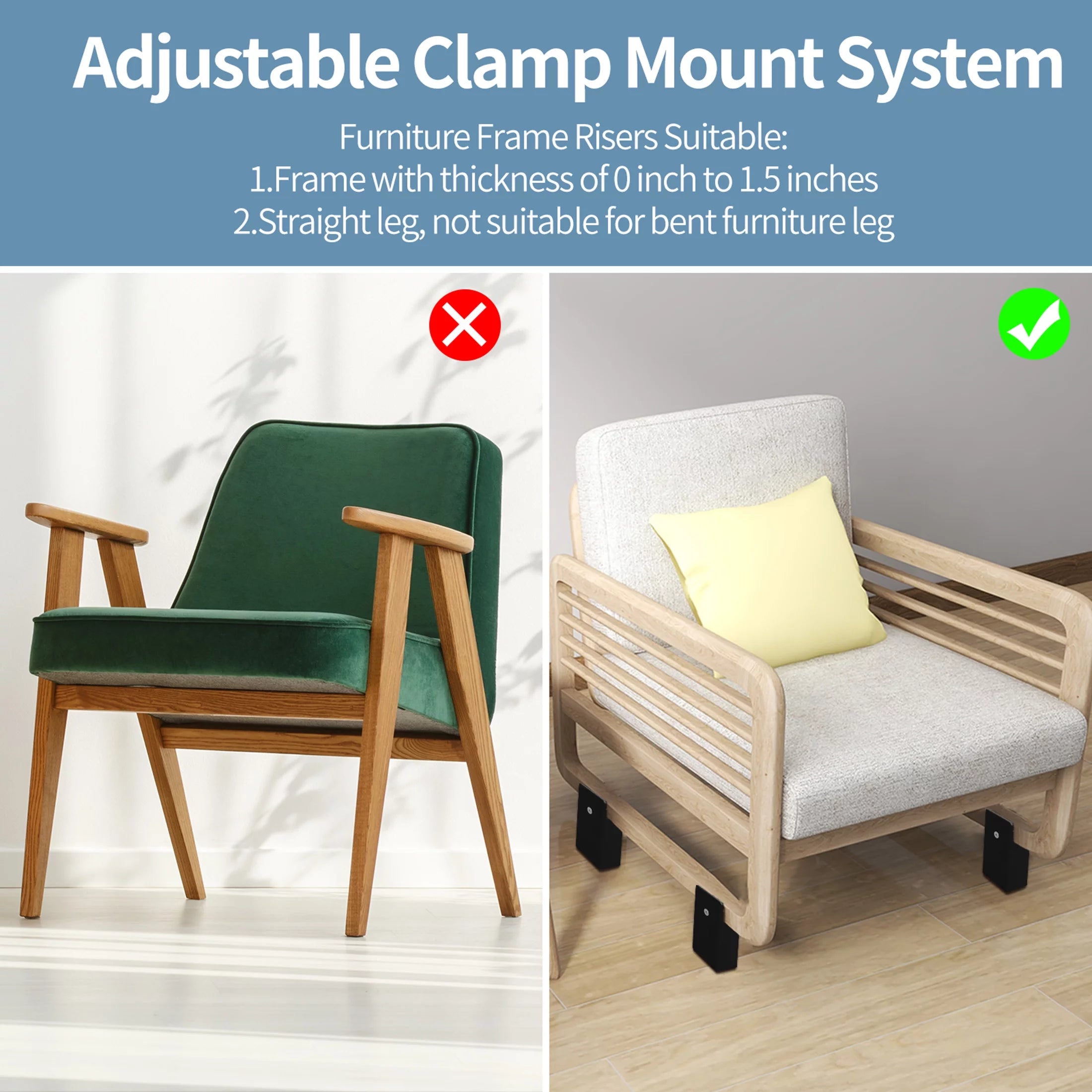 Ezprotekt Adjustable Bed Riser, Heavy Duty Furniture Risers, 4 Pack T988