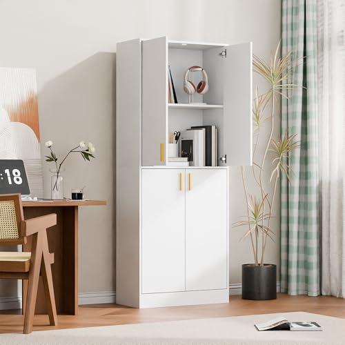 Cozy Castle 71" Tall Kitchen Pantry Cabinet with Doors and Shelves, Gray R70739