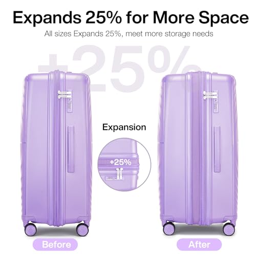 LARVENDER Luggage Sets 3 Piece, 20in Carry On PP Hardshell Suitcase with Spinner Wheels Q3160