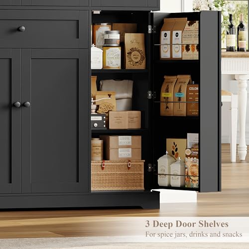 HOSTACK 68" Tall Kitchen Pantry Storage Cabinet with Doors and Shelves, White W23162