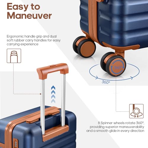Luggage Sets 3 Piece, Carry On 20 Inch Hardside Suitcase with Spinner Wheels and TSA Lock J67858