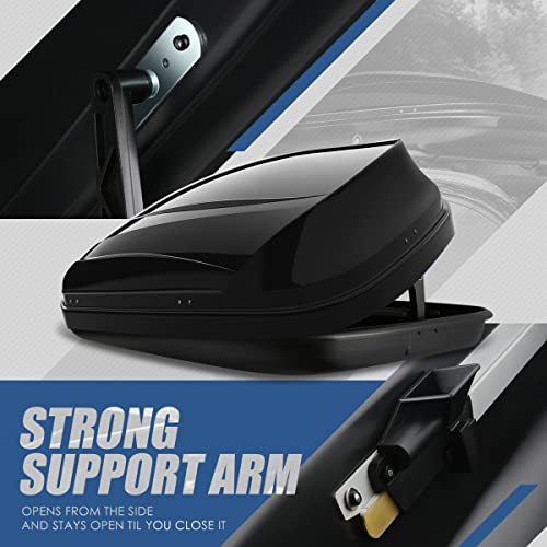 Auto Dynasty Hard Shell Roof Top Car Storage Cargo Carrier, Glossy Black L344