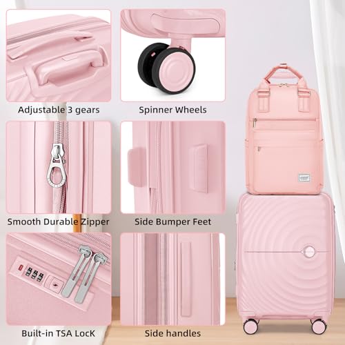 LARVENDER Luggage Sets 3 Piece, 20in Carry On PP Hardshell Suitcase with Spinner Wheels Q3160