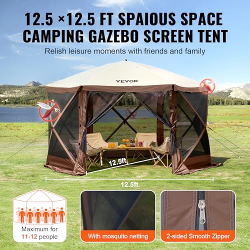 VEVOR Pop Up Gazebo Screen Tent 10x10ft with Mosquito Netting B21209