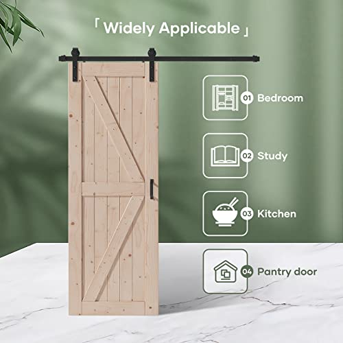 FREDBECK 48in x 80in Sliding Wood Barn Door with 8FT Hardware Kit V8036
