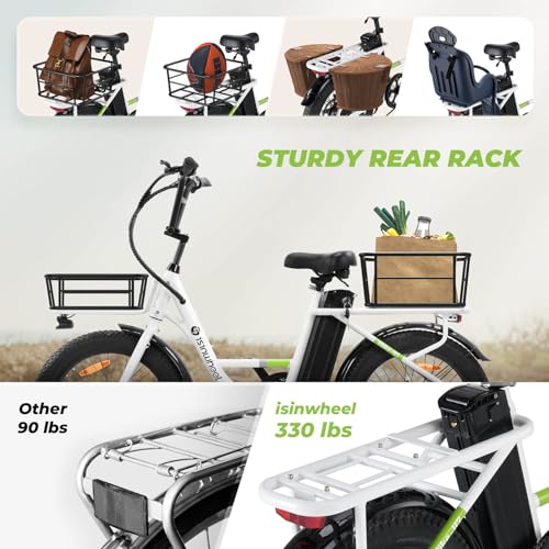 isinwheel U1 Folding Electric Bike, 500W Motor, 20 mph, Black O499