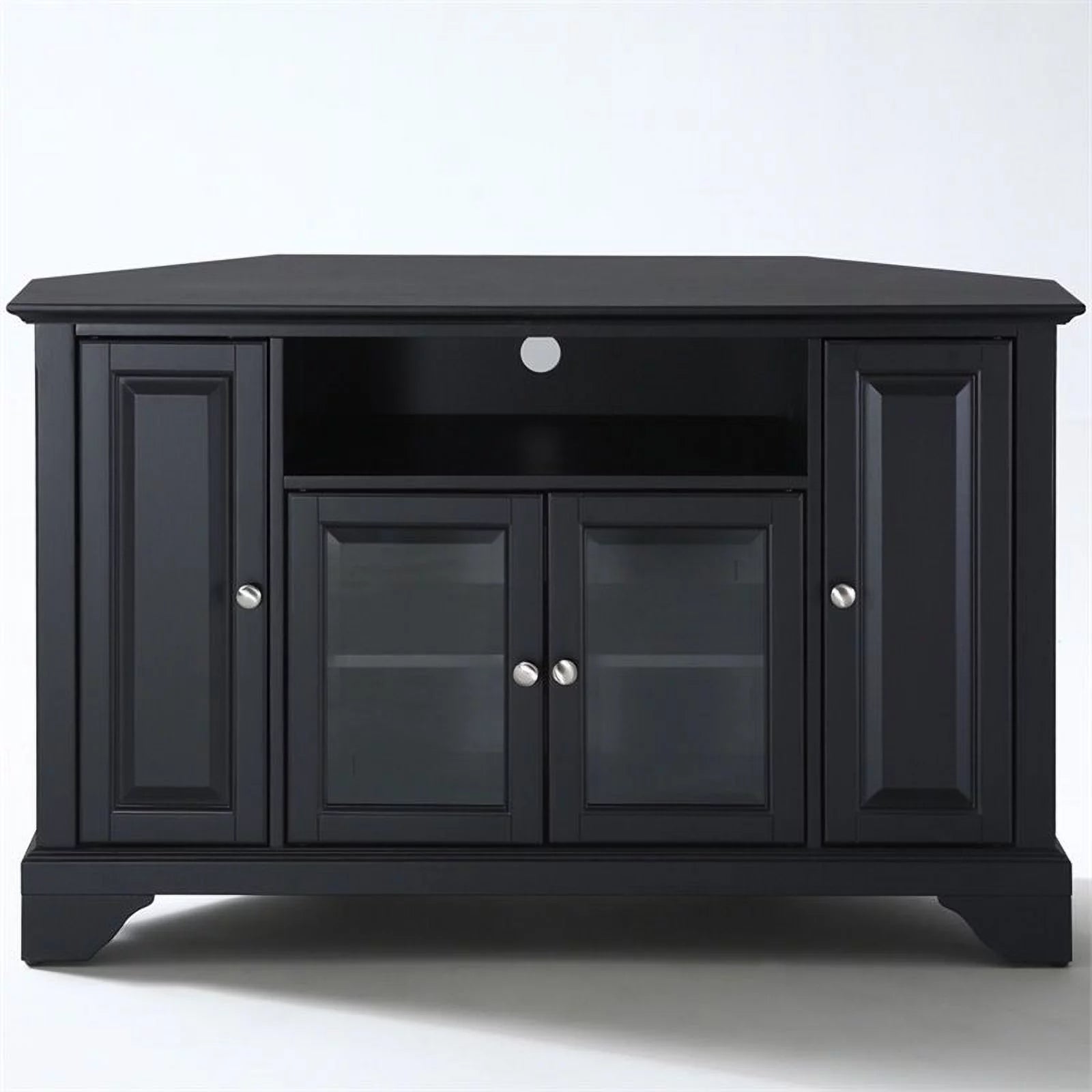 Pemberly Row 48" Corner TV Stand Black Q4193