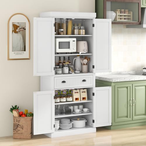 Tangkula 72" Tall Kitchen Pantry Cabinet with 2 Cabinets and Drawer X61390
