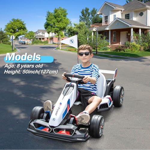 Licensed BMW 36V Electric Drift Go Kart for Kids, 7.5 MPH, White M530400