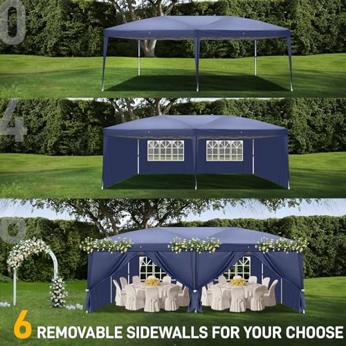 Outvita 10x20ft Pop Up Canopy Tent with 6 SideWalls, Black C203441