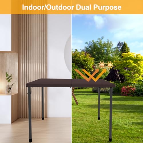 34" Folding Card Table with Carrying Handle for Camping, Picnic, Office, Party, White M761544