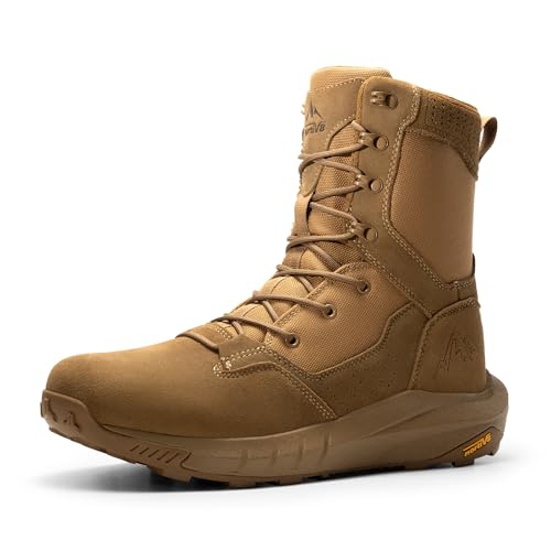 NORTIV 8 Men's Military Tactical Combat Boots Side Zipper Leather Lightweight 8 Inches K585047