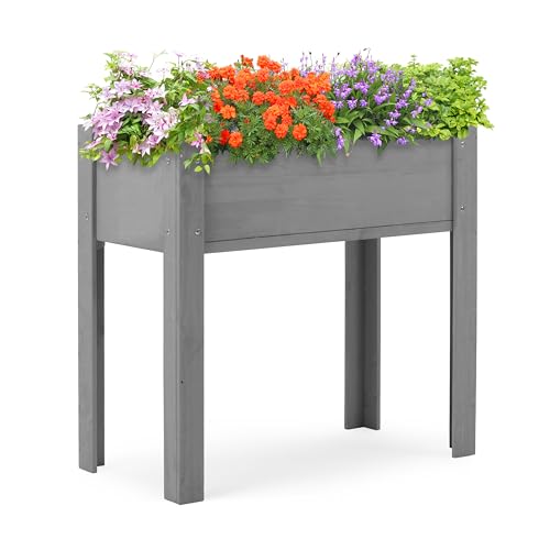 Raised Garden Bed with Legs 40x20x31 Outdoor Wood Planter Box N314255