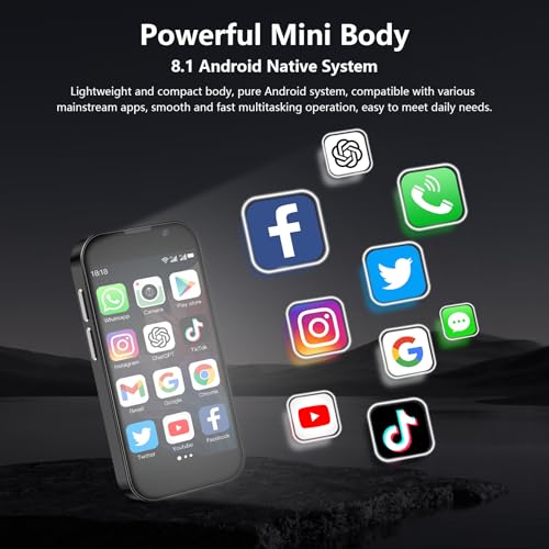 Mini Phone 4G Unlocked Small Smartphone 3.0" Touch Screen Dual SIM 2GB+16GB Black P776944
