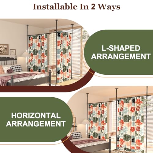 Goovilla Room Divider, Tension Curtain Rods No Drilling, Adjustable Freestanding Partition, Black I950707