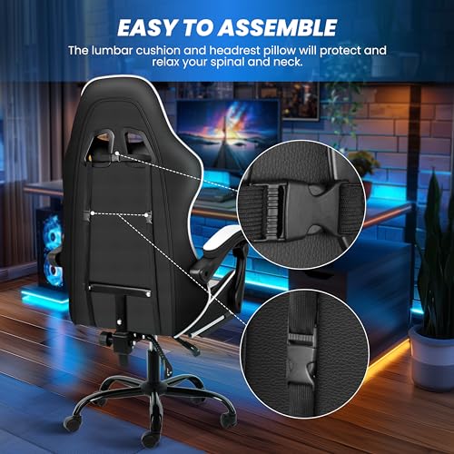 Gaming Chair with Footrest, Lumbar Support, Red/Black M9231