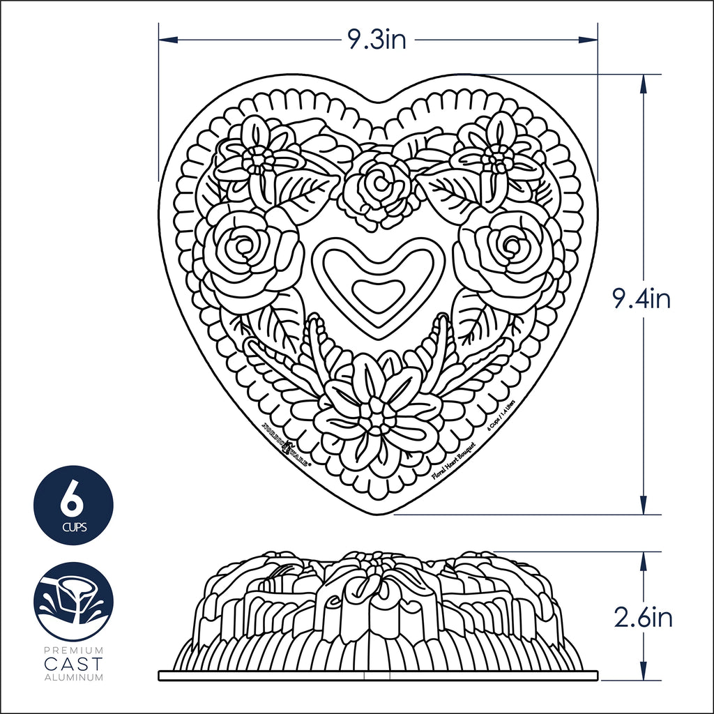 Nordic Ware Floral Heart Bundt Pan V620