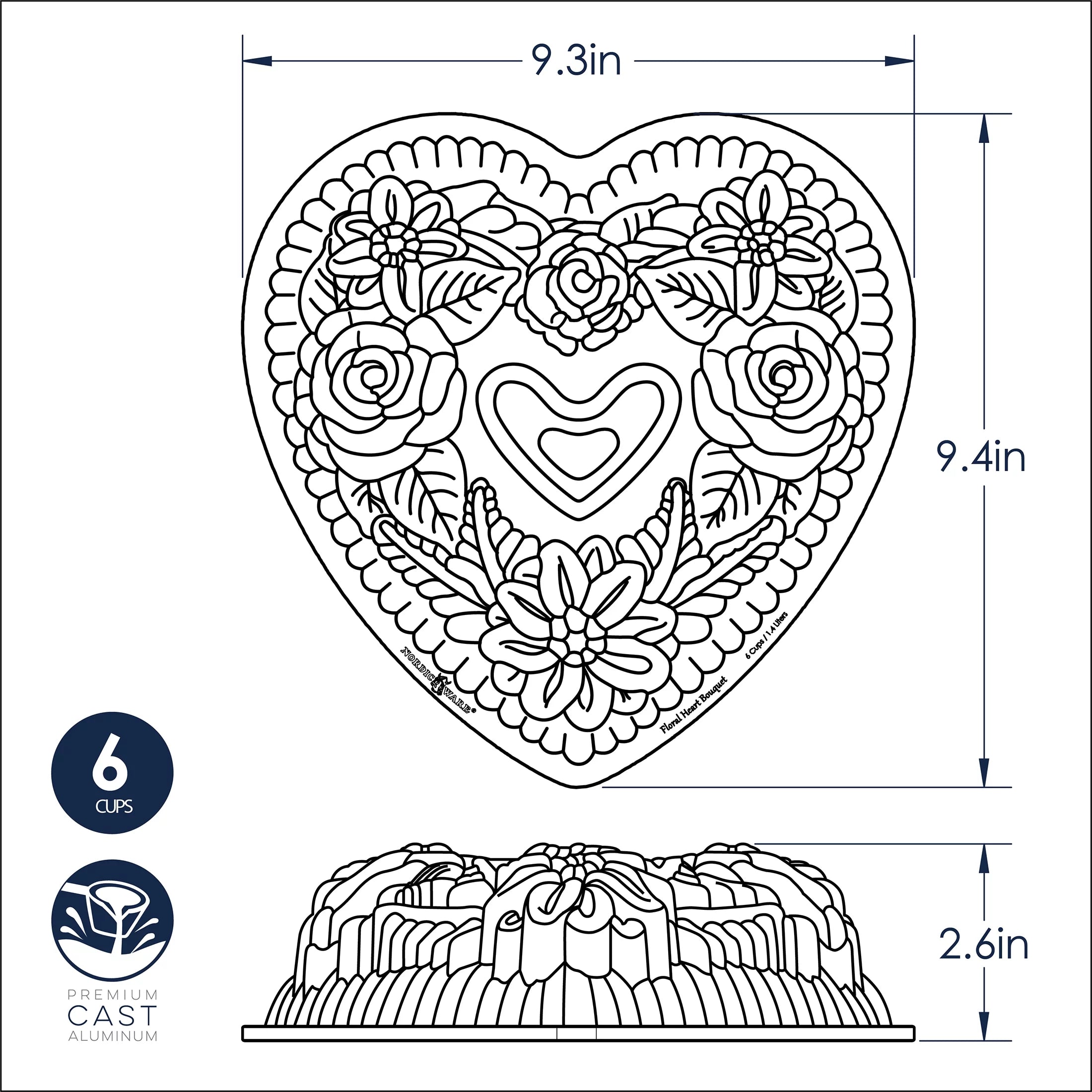 Nordic Ware Floral Heart Bundt Pan V620