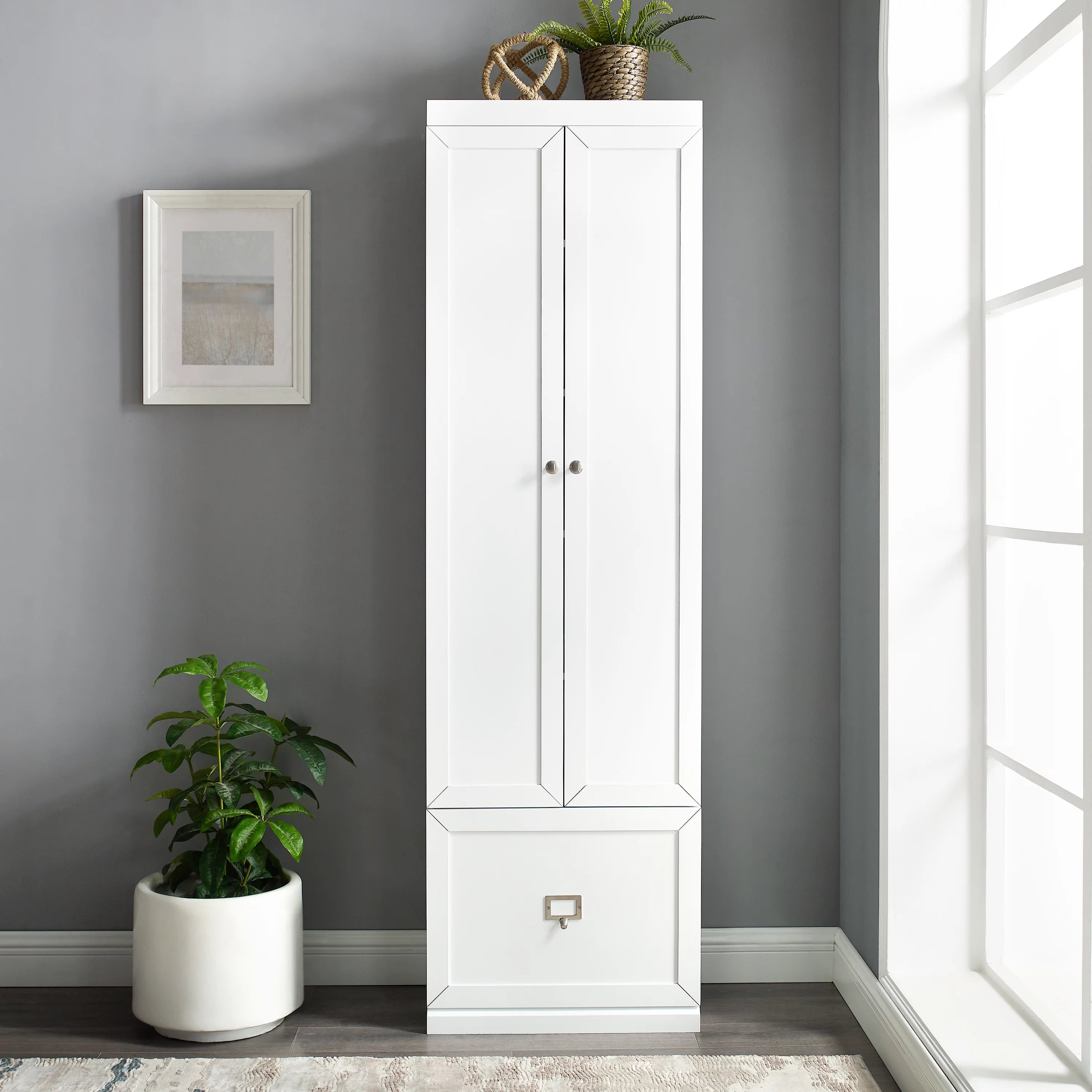 Crosley Furniture Harper Wood Convertible Pantry Closet White M28437