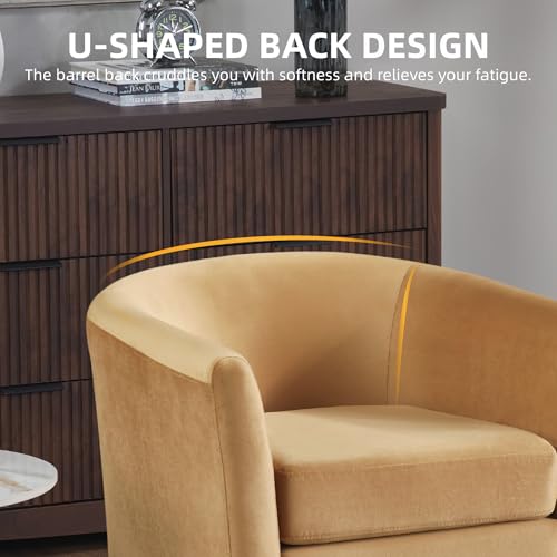 FLEXISPOT Accent Barrel Chair with Ottoman, Velvet Upholstered, White U587