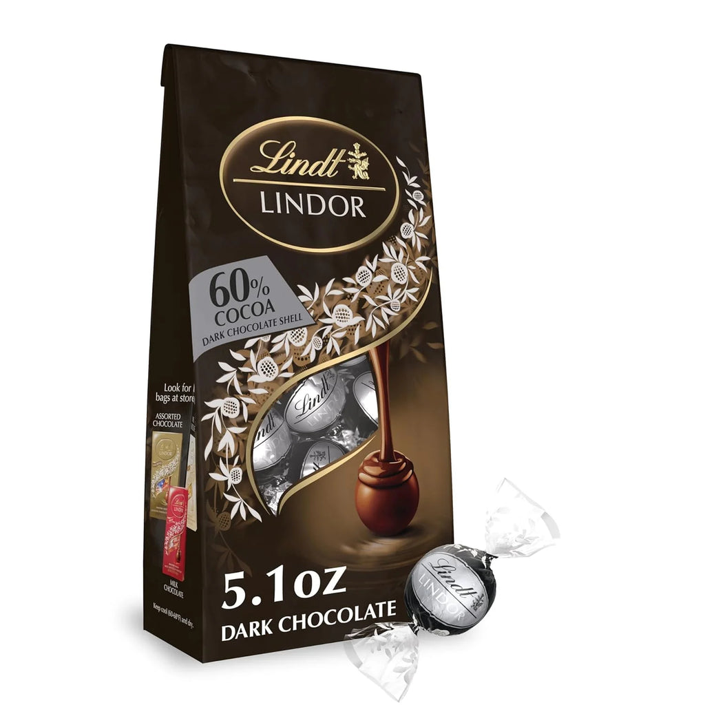 Lindt LINDOR Milk Chocolate Candy Truffles with Smooth, Melting Truffle Center, Chocolate for Holidays, 5.1 oz. Bag (60% Cocoa, 6 Pack)