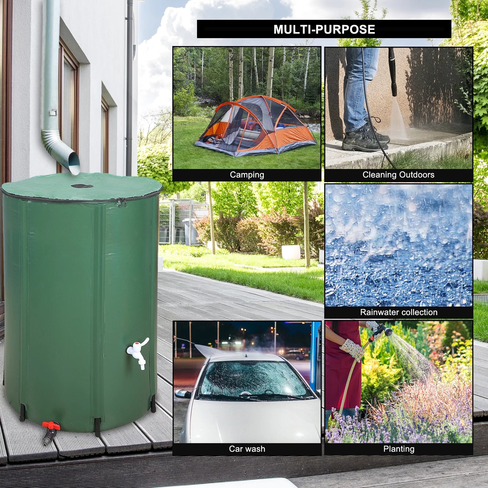 Zimtown 100 Gallon Portable Rain Barrel for Patio Water Storage N85560