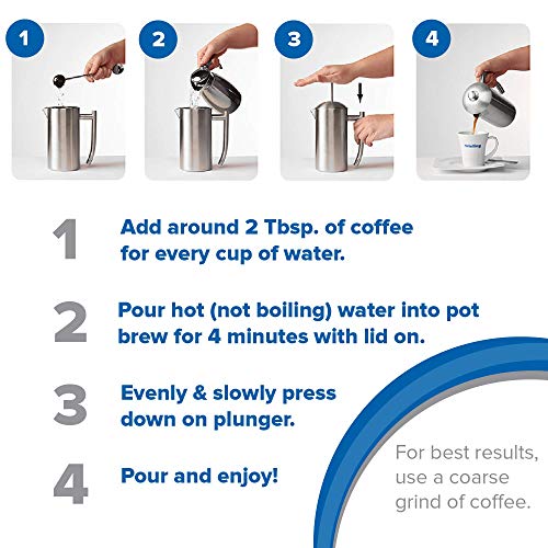 Frieling Double-Walled Stainless-Steel French Press Coffee Maker, 17 oz D60799